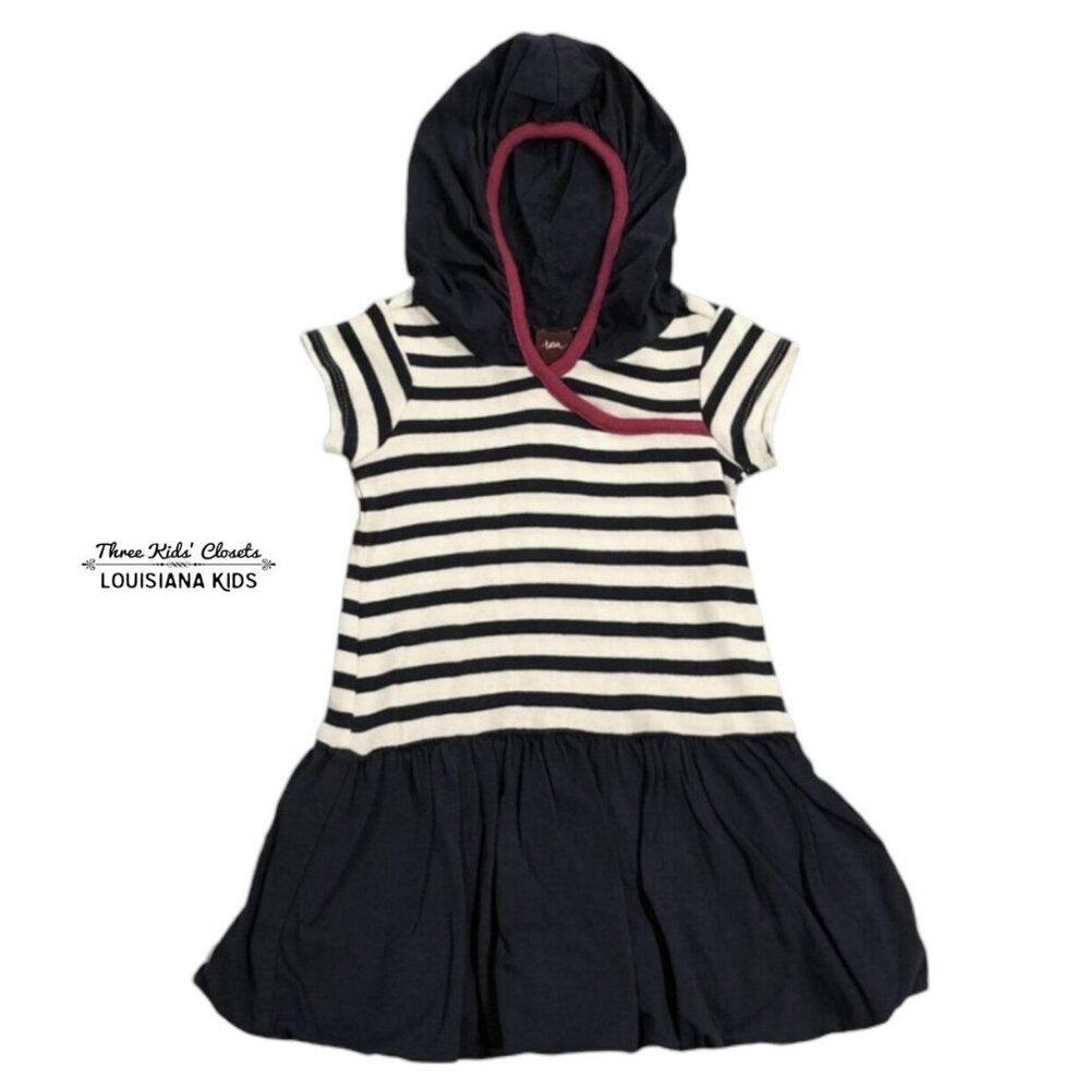 Tea Collection 6-12m Navy Striped Hooded Bubble Dress